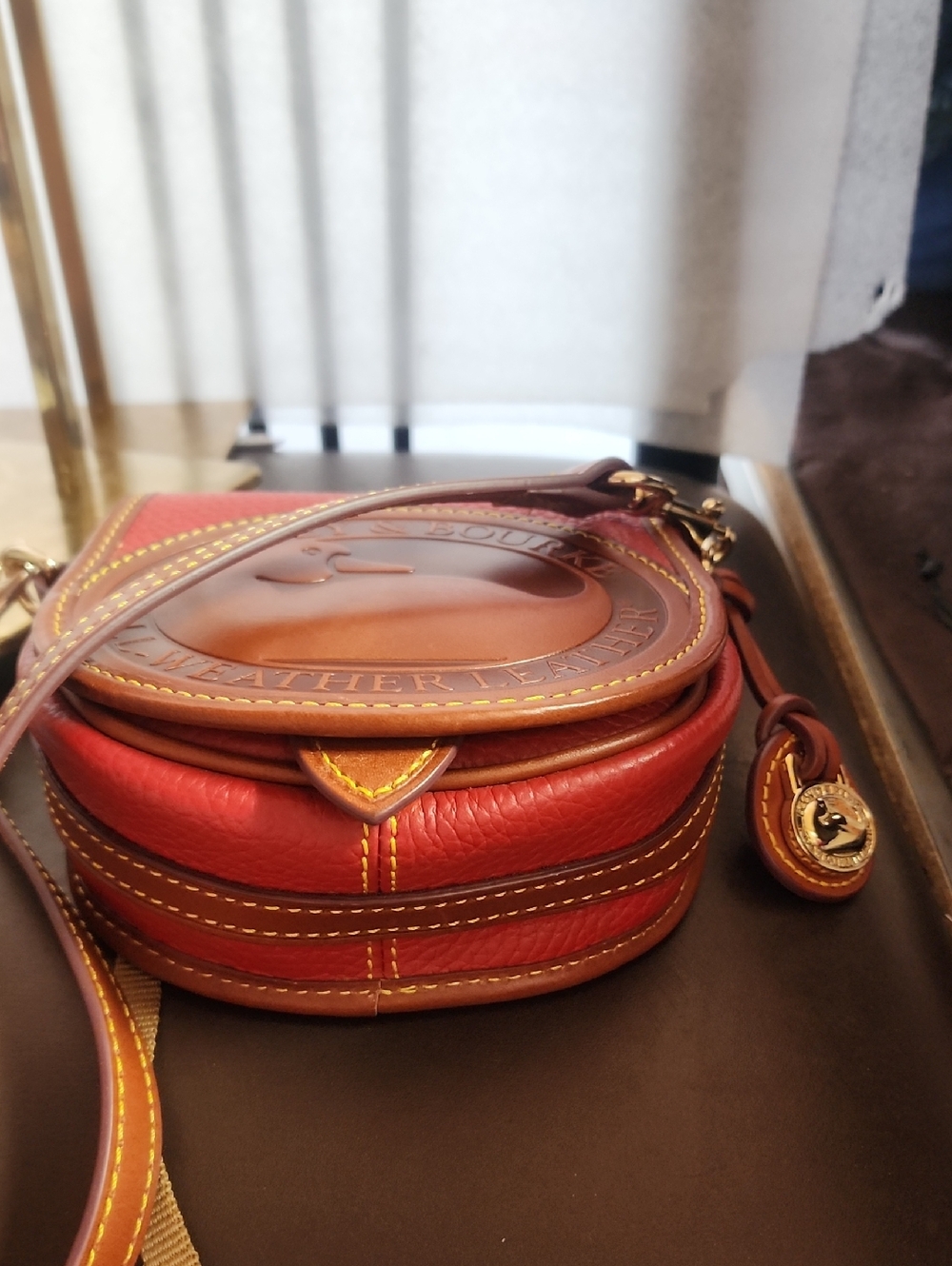 Dooney & Bourke Red Pebbled Leather Crossbody Saddle Bag Like New - Picture 10 of 16